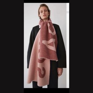 ACNE STUDIOS Cassiar checked logo wool scarf $240 Pink 100% Wool Made In Italy